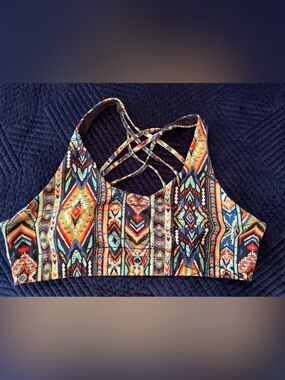 Mossimo Supply Co. Aztec Tribal Print Strappy Back Sports Bra - Large